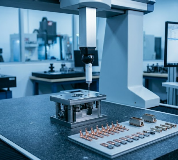 CMM coordinate measuring machine inspecting a precision stamping die component during tryout