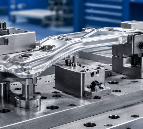 machined components positioning an automotive workpiece in tooling